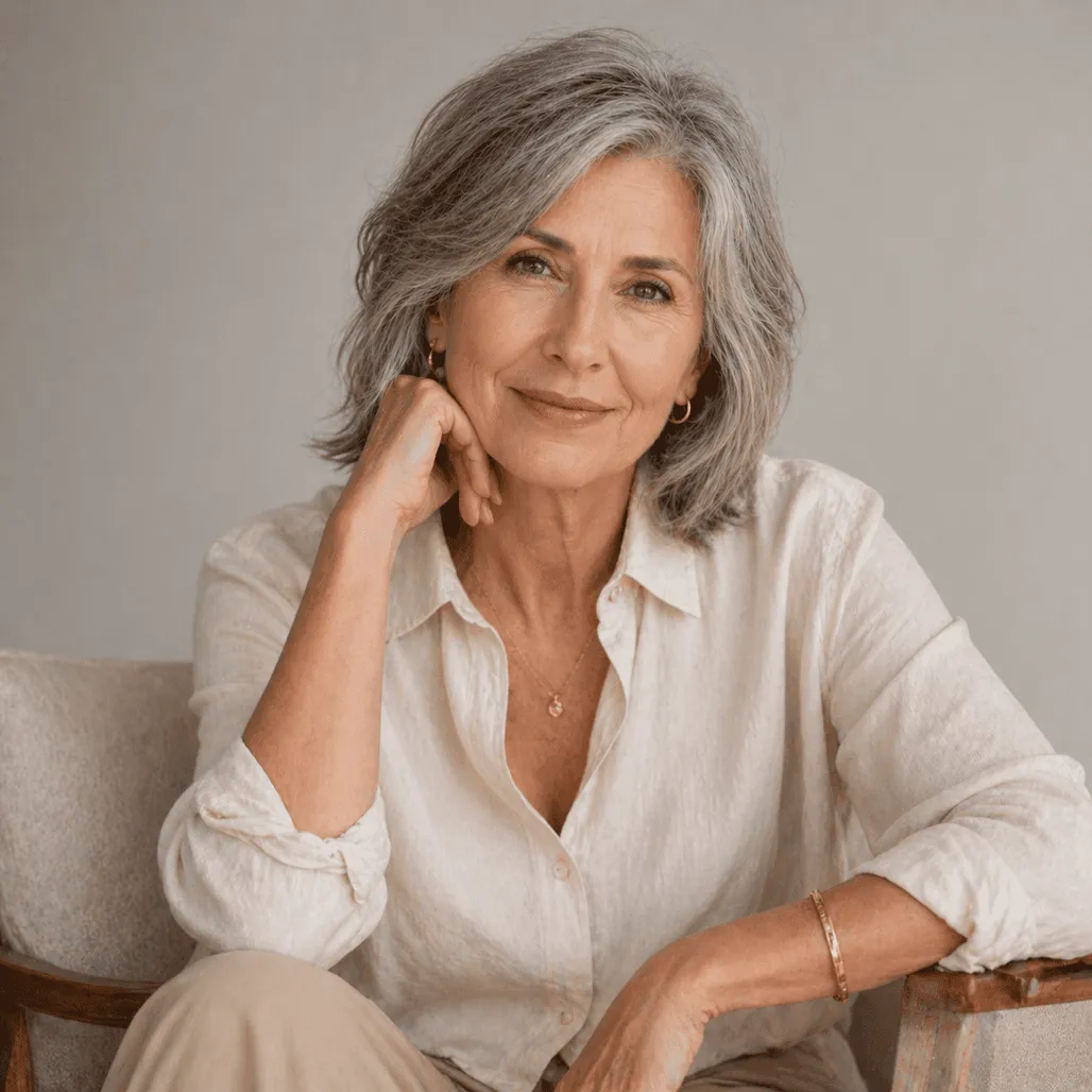 Woman looking calm and focused after her daily routine